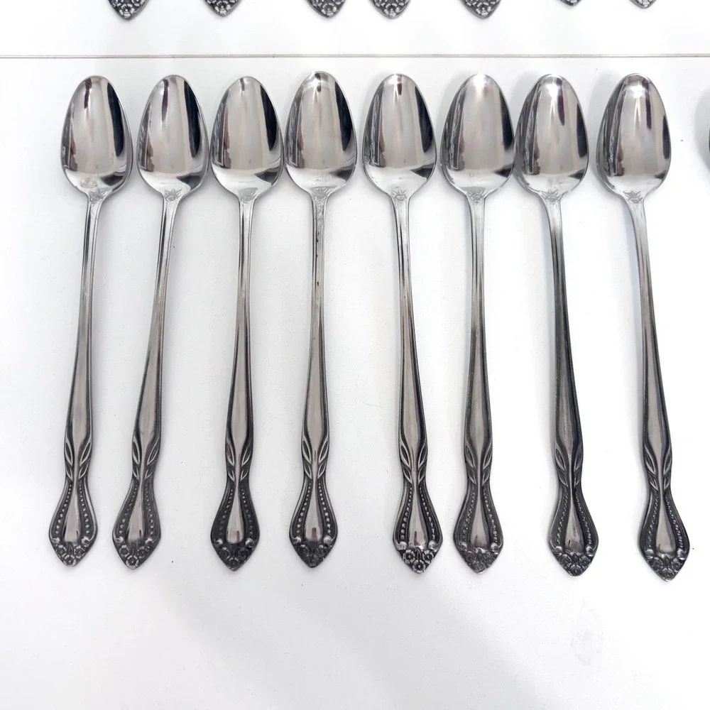 Vintage 28 Piece Lifetime Stainless Steel Silverware Flatware Set Korea Floral